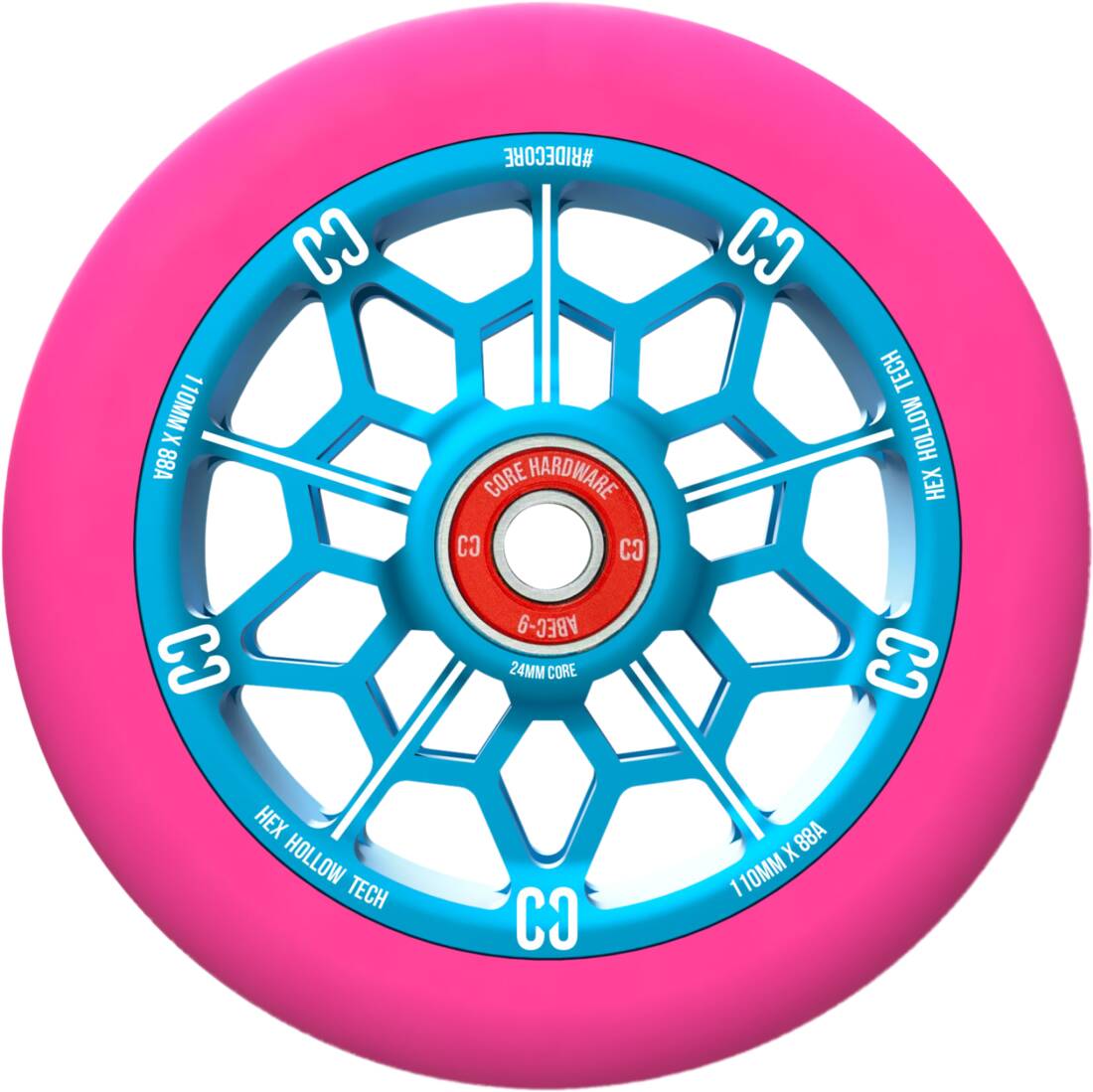 core-hex-hollow-pro-scooter-wheel-110mm-pink-blue