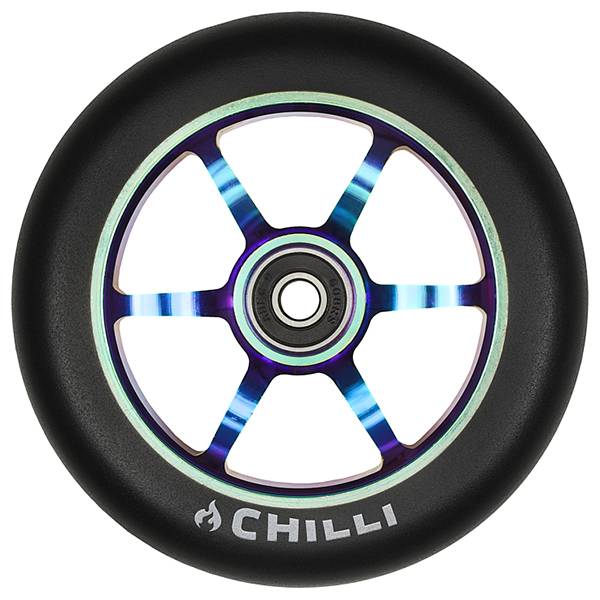 Chilli Spoke Wheel, black-neochrome, 120 mm